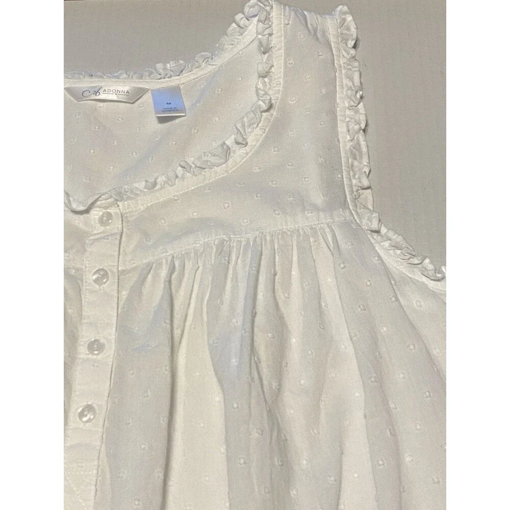 Adonna Sleepwear Nightgown Cotton Swiss Dot Sz M Cottagecore Prairie Romantic - Picture 7 of 15
